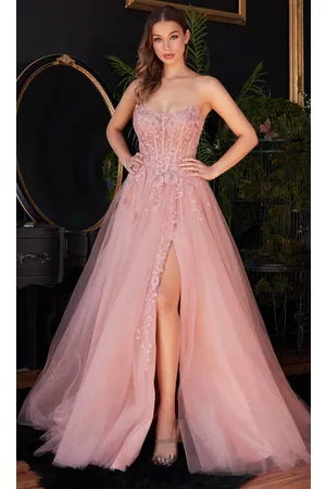 Ladivine CD997 - Corset Prom Dress with Slit