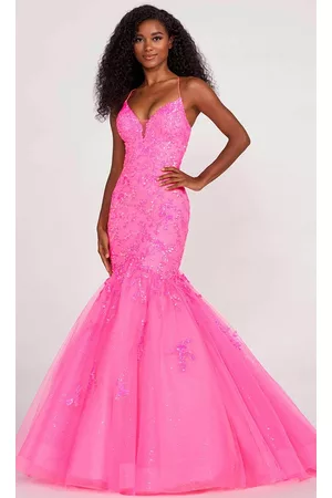 Ellie Wilde EW34011 - Glitter Plunging V Neckline Evening Dress