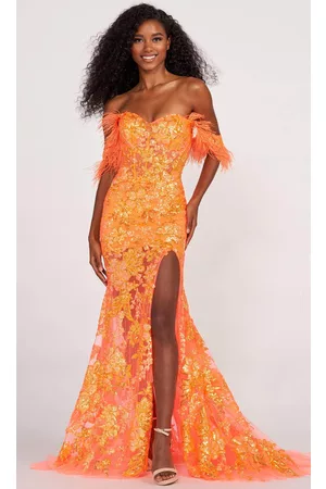Ellie Wilde EW34034 - Feather trim Sweetheart Evening Dress