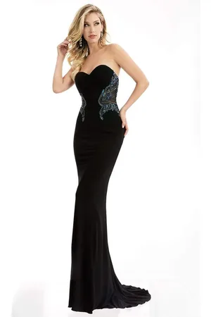 Jasz Couture Strapless Beaded Long Gown 5982