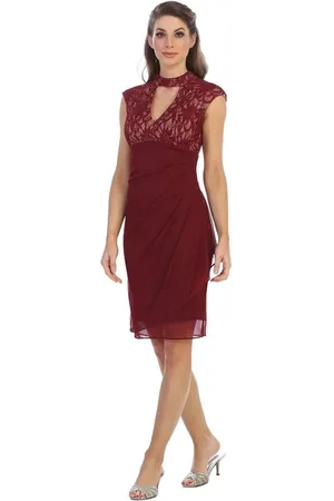 Shail K 1097 Cutout Bodice Draped Sheath Dress