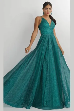 Studio 17 Prom 12895 - Glittered Plunging V-Neck Prom Gown