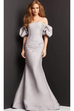 JOVANI Women Evening Dresses - 08361 - Bubble Sleeve Off Shoulder Evening Dress