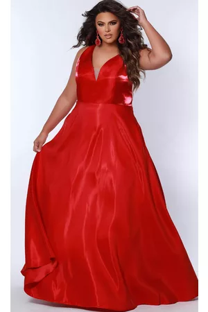 Sydney's Closet Women Party Dresses - SC7356 - V-Neck Bow Accent Formal Gown