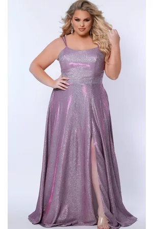 Sydney's Closet Women Party Dresses - SC7349 - Scoop Neck Shimmer Prom Gown
