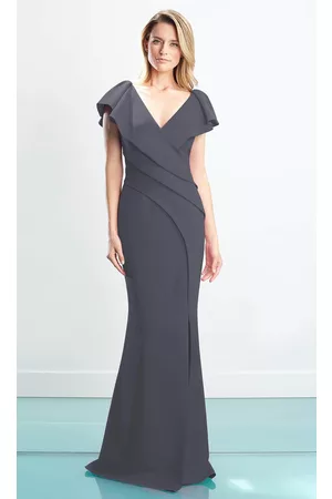 Alexander By Daymor Women Party Dresses - 1456 Cap Sleeves V-Neck Trumpet Gown With Slit
