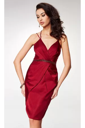 Clarisse M6562 Beaded Fine Strapped Sleeveless Knee Length Dress