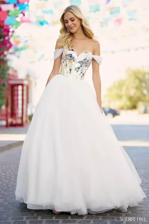 Sherri Hill Women Party Dresses - 55714 - Disc Mosaic Organza Ball Gown