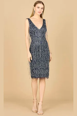 Lara Dresses 29216 - Fringe Detailed Sleeveless Cocktail Dress