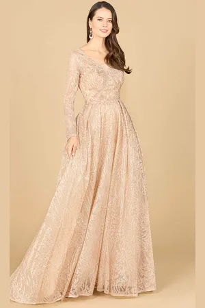 Lara Dresses 29142 - Long Sleeve Pleated Evening Gown