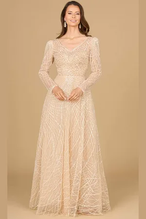 Lara Dresses 29149 - Long Sleeve V-Neck Mother of the Bride Gown