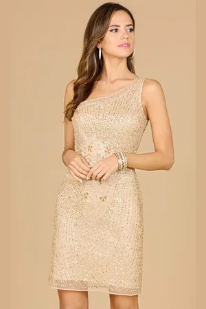 Lara Dresses 29105 - Beaded One Shoulder Cocktail Dress