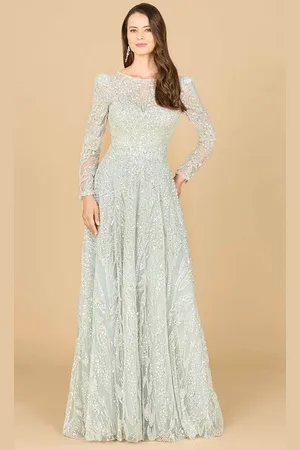 Lara Dresses 29159 - Beaded Lace Long Sleeve Evening Gown