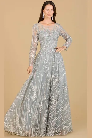 Lara Dresses 29192 - Long Sleeve Illusion Neck Evening Gown
