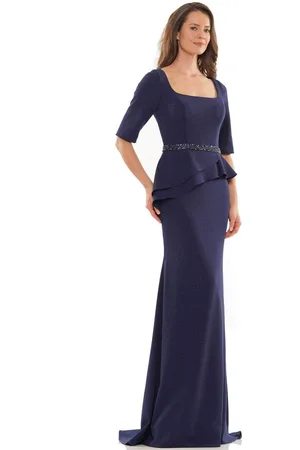 Rina Di Montella RD2761 - 3/4 Sleeves Square Neck Long Dress