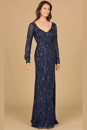 Lara Dresses 29120 - Bishop Sleeve Beaded Evening Gown