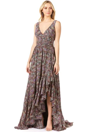 Lara Dresses 29274 - Printed Full Length A-line Dress