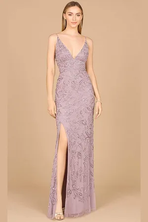 Lara Dresses 29081 - V-Neck High Slit Evening Gown