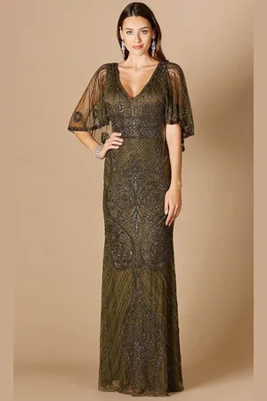 Lara Dresses 29356 - Sheer Capelet V Neck Prom Dress