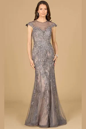 Lara Dresses 29134 - Embroidered Cap Sleeve Evening Gown