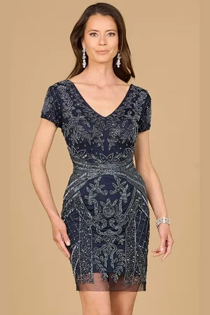 Lara Dresses 29055 - V-Neck Embellished Cocktail Dress