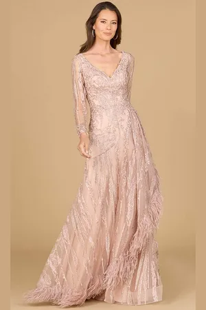 Lara Dresses 29133 - Deep V-Neck Lace Evening Gown