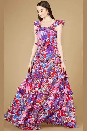 Lara Dresses 29271 - Ruffled Print Maxi Dress