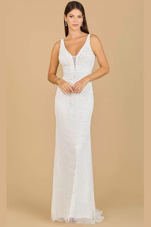 Lara Dresses 51147 - V-Neck Beaded Bridal Dress