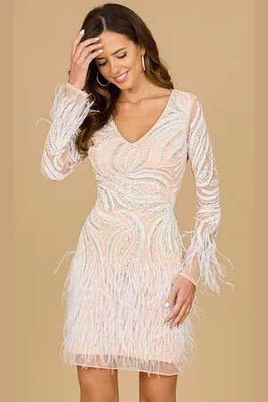 Lara Dresses 29067 - Long Sleeve V-Neck Cocktail Dress