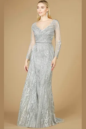 Lara Dresses 29230 - Sheer Long Sleeved Formal Gown