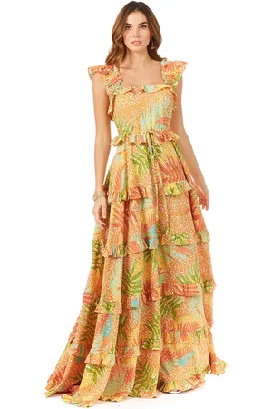 Lara Dresses 29280 - Tiered Floral Maxi Dress
