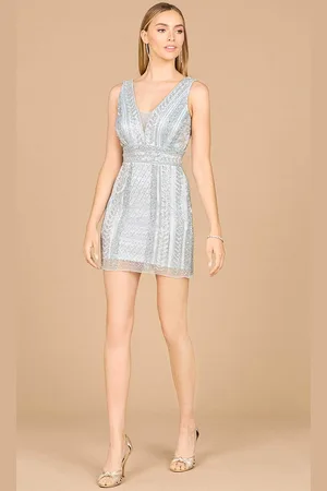 Lara Dresses 29065 - Plunging V-Neck Beaded Cocktail Dress