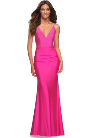 La Femme 30601 - V-Neck Trumpet Evening Dress