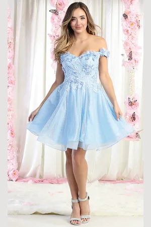 May Queen MQ1854 - Floral Applique Cocktail Dress