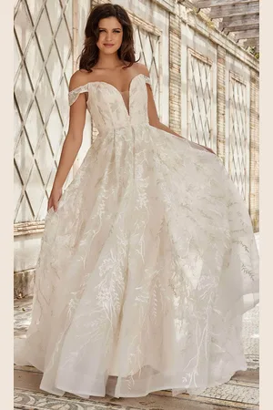 Jovani Bridal JB220001 - Embroidered Off Shoulder Bridal Gown
