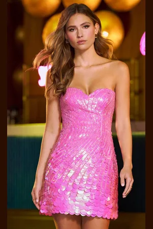 Sherri Hill 55642 - Strapless Payette Sequin Cocktail Dress