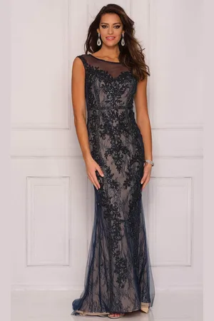 Dave & Johnny A8442 - Sheer Bateau Sweetheart Evening Gown