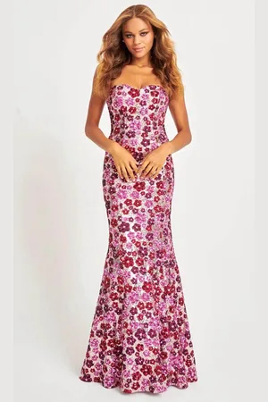 FAVIANA 11036 - Floral Sequin Prom Gown