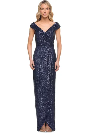 La Femme 30326 - Ruched V-Neck Long Mother of the Groom Dress
