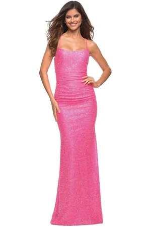 La Femme 30619 Sleeveless Glittered Sheath Gown