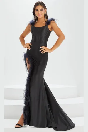 Tiffany & Co. By Christina Wu 16027 - Feathered Slit Prom Gown