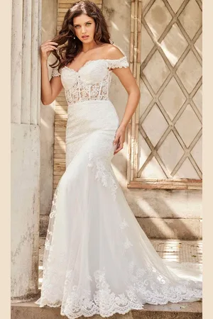 Jovani Bridal JB220003 - Sweetheart Scalloped Lace Bridal Gown