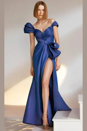 TARIK EDIZ 98258 - Knotted Bow Evening Gown