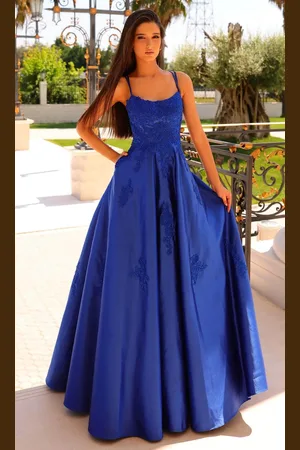 Clarisse 810878 - Applique Scoop Prom Gown