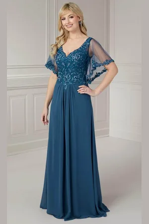 Christina Wu Elegane 17128 - Illusion Sleeve A-Line Evening Gown
