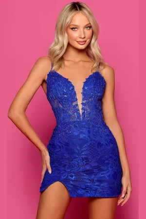 Clarisse 30332 - Sparkly Lace Cocktail Dress