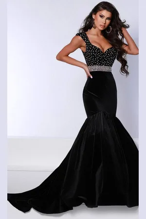 Johnathan Kayne 2724 - Beaded Velvet Mermaid Gown