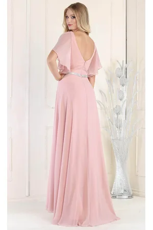 May Queen MQ1972 - Bell Sleeves V Neck A Line Dress