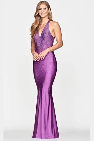 FAVIANA S10631 Jeweled Halter Long Gown