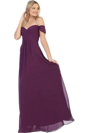 May Queen MQ1711B Off Shoulder Chiffon A-Line Dress